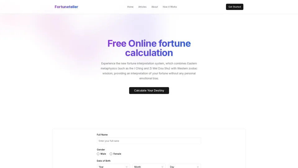 Free Online fortune calculation