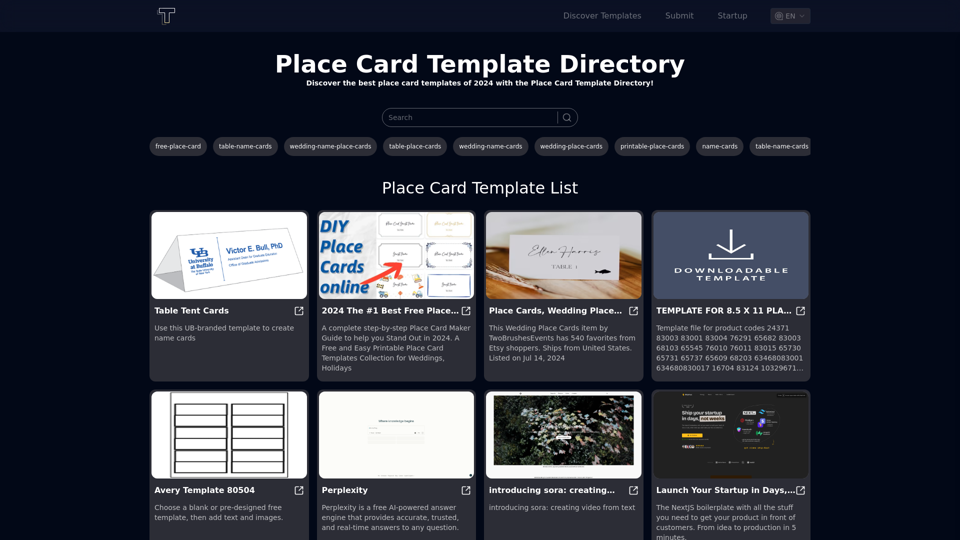 Place Card Template Directory