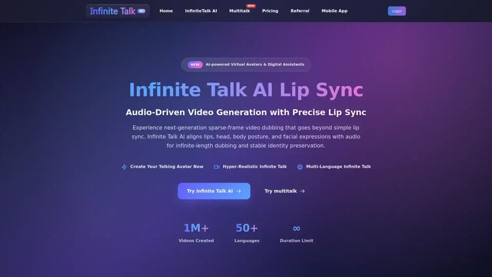 Infinite Talk AI: Audio-Driven Lip Sync Generator | InfiniteTalk
