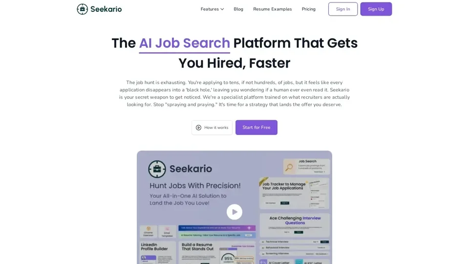 AI Job Search Platform: AI Resume, Cover Letter & More | Seekario