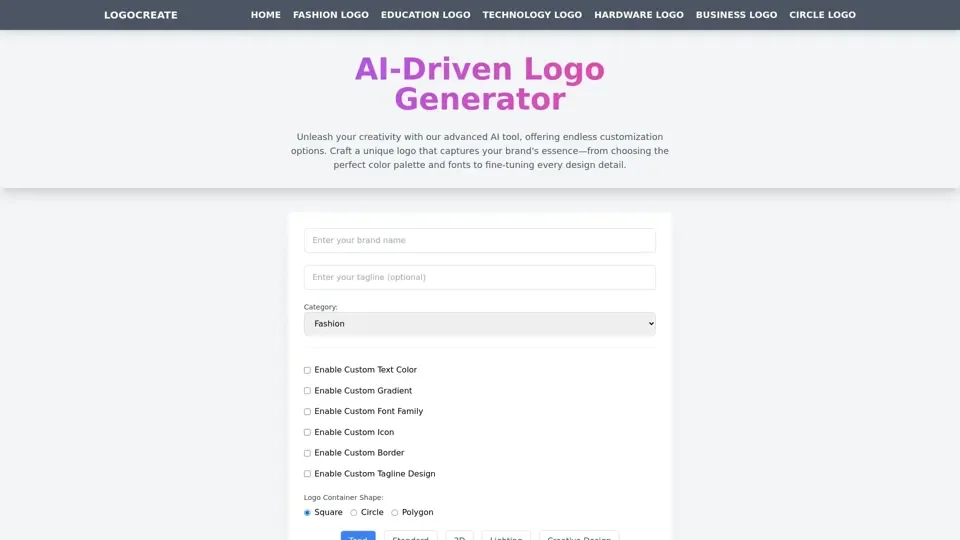 LogoCreate Online - AI Powered Logo Maker for All Categories