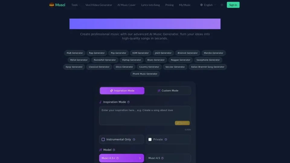 Musci | AI Music Generator & Audio Creation Platform