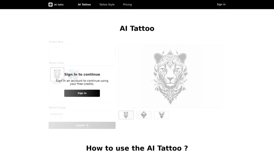 Free AI Tattoo Generator