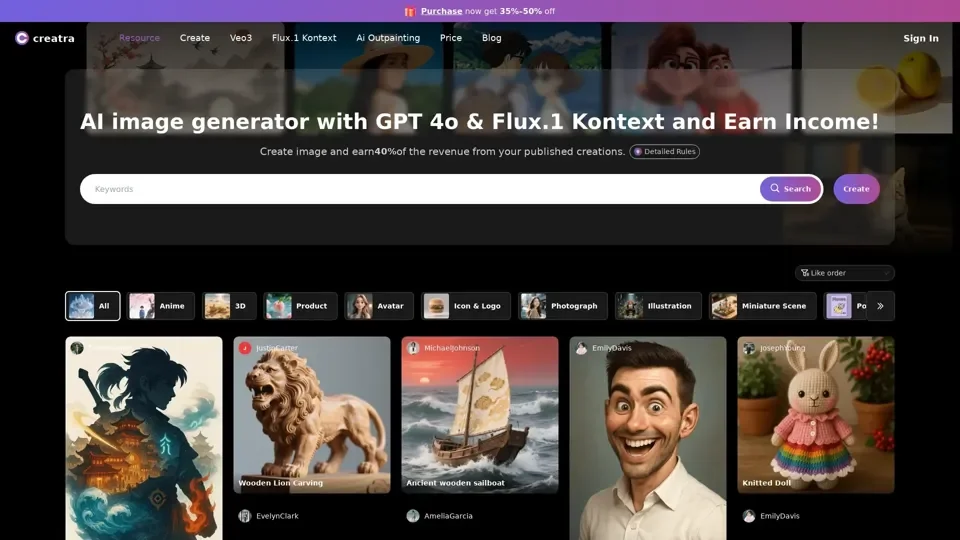 Creatra Art | AI Image Generator With GPT 4o, Midjourney, FLUX & more