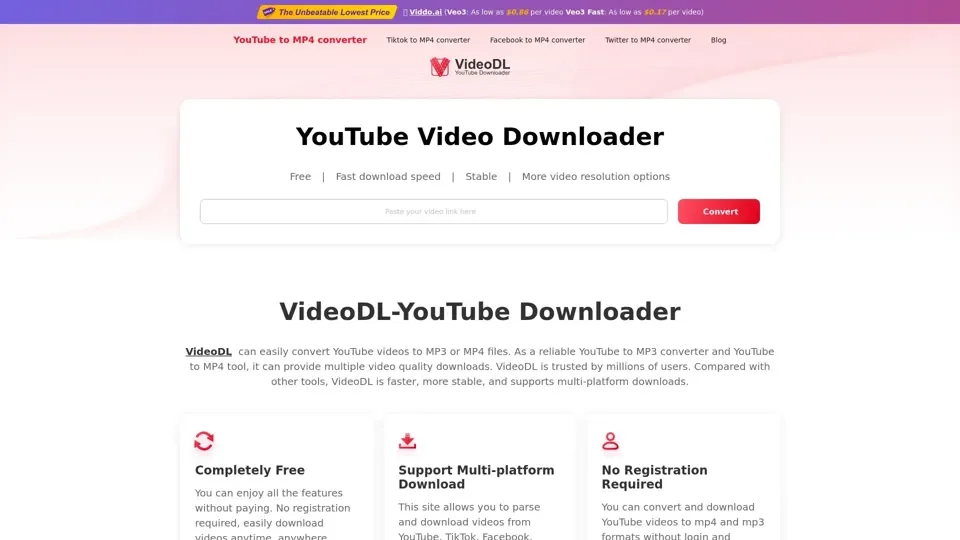Free Youtube Video Downloader: Youtube to Mp4 Converter - VideoDL