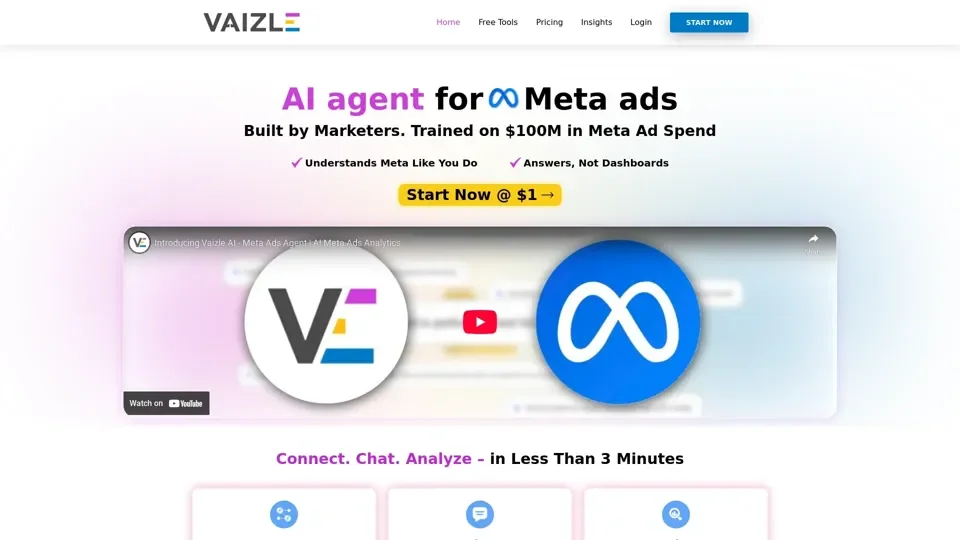 Meta Ads Agent by Vaizle AI - Chat with your Meta Ads for $1