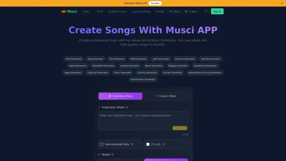 Musci | AI Music Generator & Audio Creation Platform