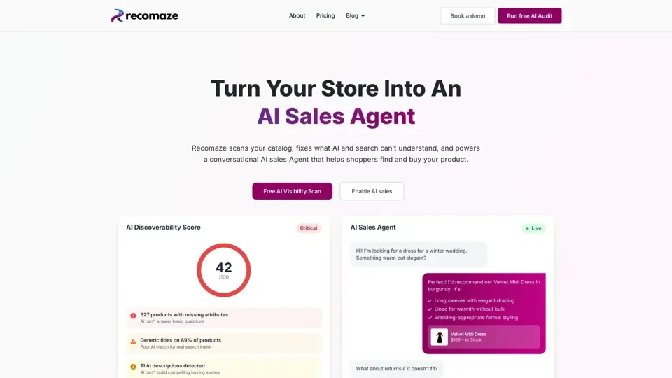 Home - Recomaze AI Sales Agent