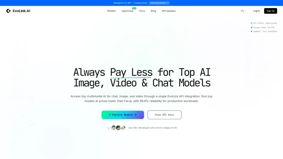 One API for Top AI Models Worldwide –  Save 20-70% AI Costs with EvoLink
