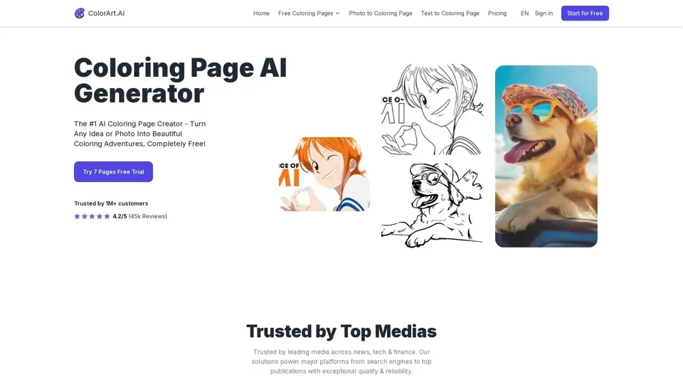 Free AI Coloring Pages Generator - Photos to Art | ColorArt.AI