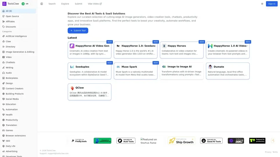 ToolsClaw - Discover Best AI Tools & SaaS Solutions