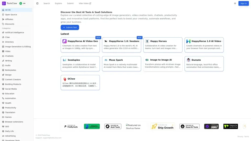 ToolsClaw - Discover Best AI Tools & SaaS Solutions