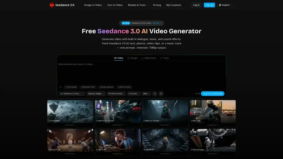 Seedance 3.0 AI Video Generator | Free Text to Video