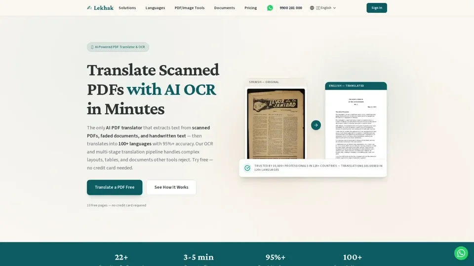 Translate PDF Online Free | AI Scanned PDF Translator - Lekhak