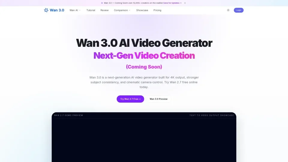 Wan AI Video Generator – Wan 2.7 Live, Wan 3.0 Preview