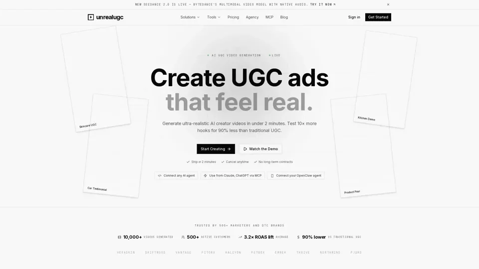 UnrealUGC - Generate Professional UGC Video Ads with AI