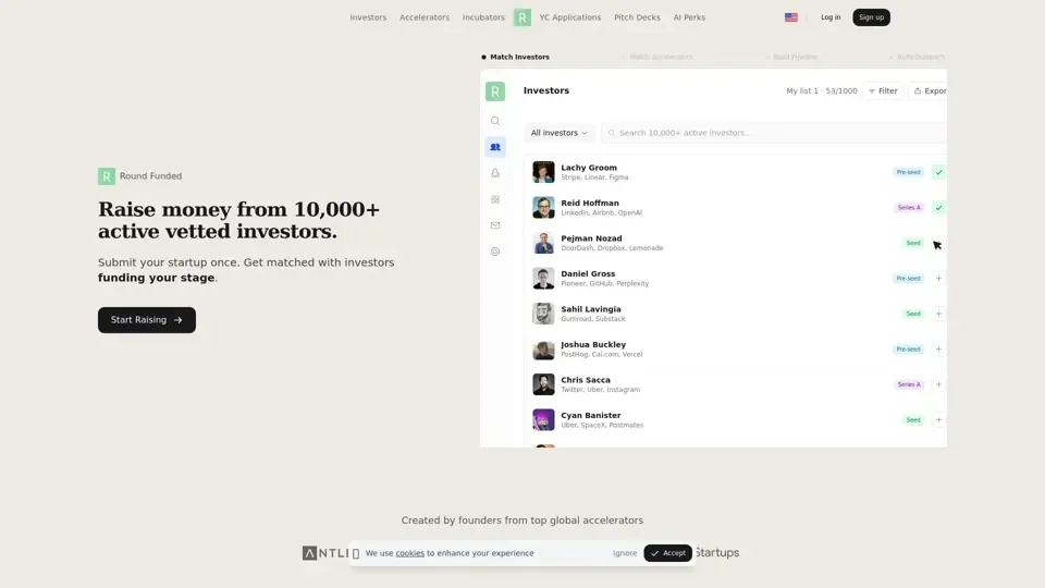 Raise from 10,000+ Vetted Investors + YC | Round Funded