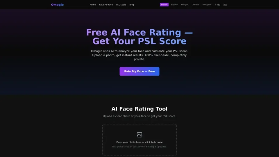 Omogle - Free AI Face Rating & PSL Score Calculator